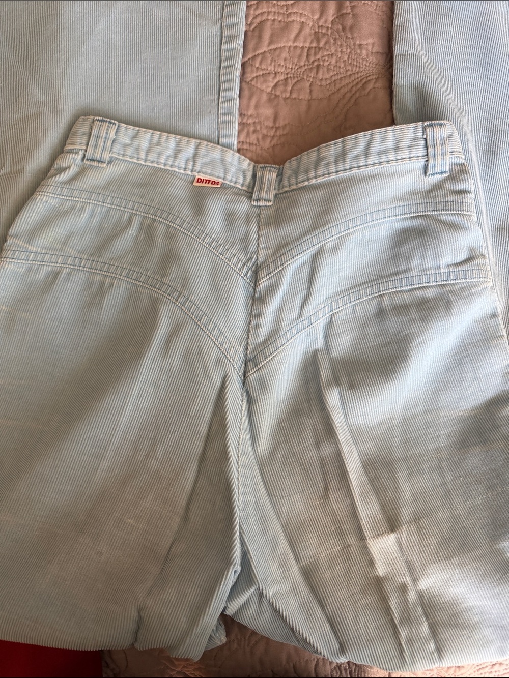 Vintage Dittos Light Blue corduroy Wide-Leg Jeans with Embroidered Cuff size 28 - Picture 3 of 8